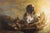 This oil on panel artwork presents a serene figure emerging from a vibrant landscape that blends elements of a cityscape...