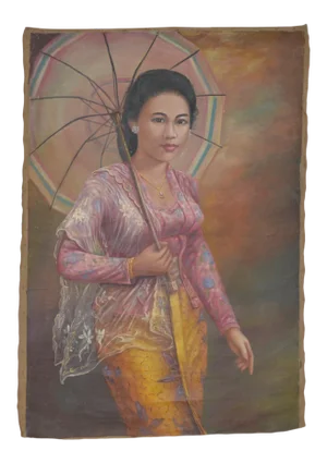 Young Asian Woman Oil on Canvas C.1940s