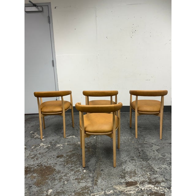 2020s West Elm Irvine Sesame Leather Dining Chairs, Set of Four For Sale - Image 5 of 12