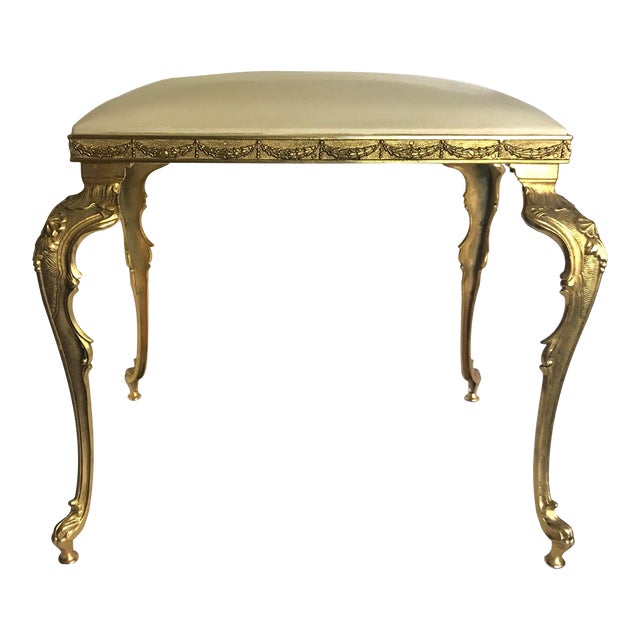Vintage Regency Brass Vanity Stool Made in Italy Chairish