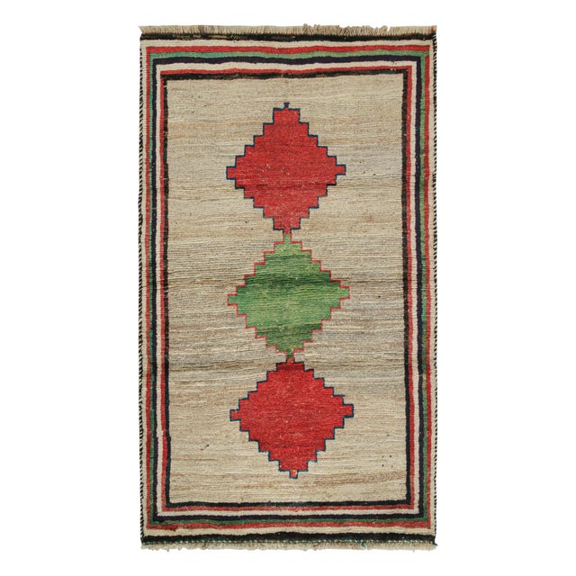 Beige 1950s Vintage Persian Tribal Runner in Beige With Green and Red Medallions by Rug & Kilim For Sale - Image 8 of 8