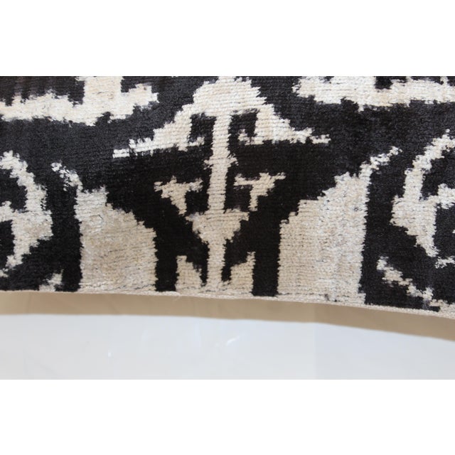 Black Contemporary Velvet Ikat Bohemian Throw Pillow For Sale - Image 8 of 12