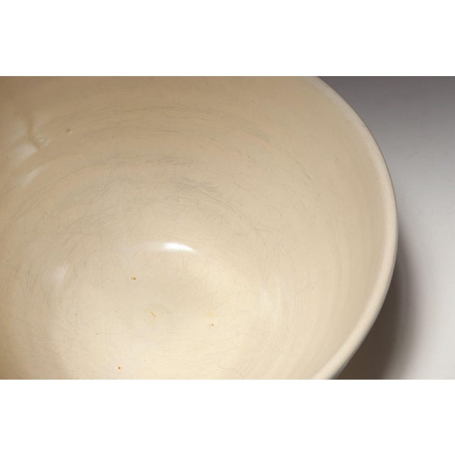 Vintage Stoneware Beehive Cream and Green Striped Yellow Ware Mixing / Salad Bowl For Sale - Image 13 of 15