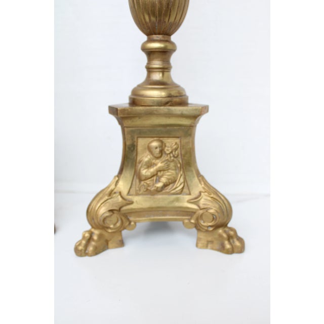 Genuine grand scale pair of 19th-century French candlesticks, Hand-forged pricket spikes, and claw feet. Highly sought...
