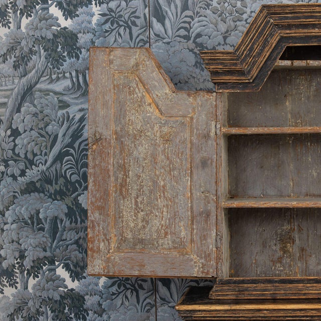 18th Century 18th Century Swedish Baroque Period Cabinet in Original Paint With Bear Paw Feet For Sale - Image 5 of 18