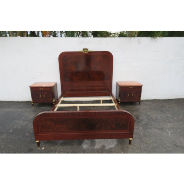 French Tall Burlwood Inlay Queen Size Bed 5918 For Sale - Image 12 of 12