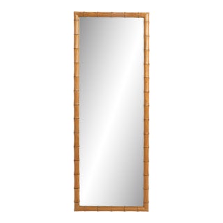 20th Century French Faux Bamboo Carved Wood Wall Mirror For Sale