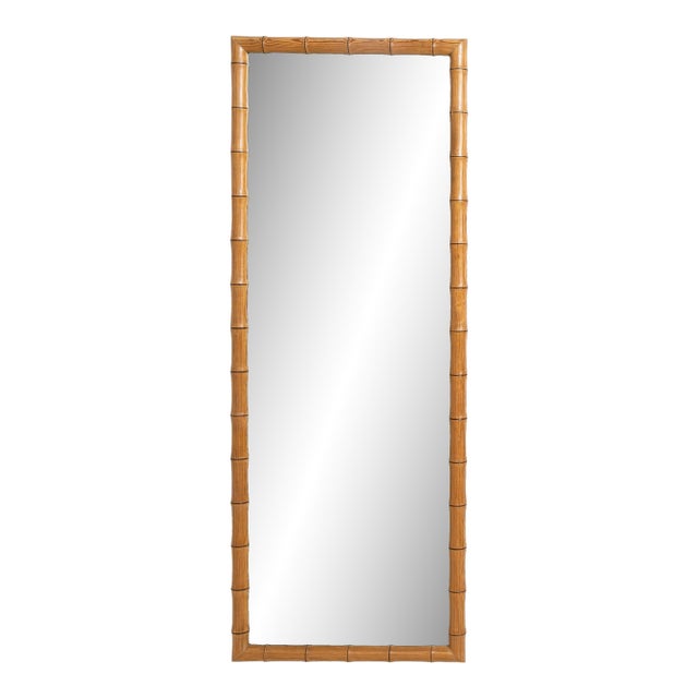 20th Century French Faux Bamboo Carved Wood Wall Mirror For Sale