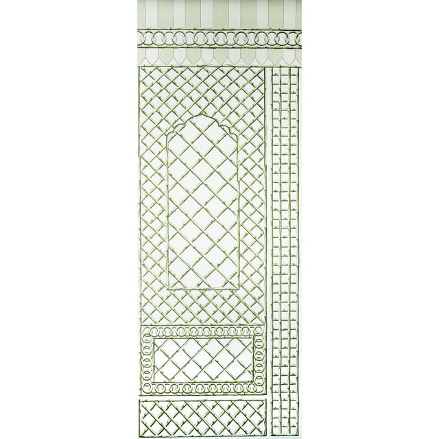 Schumacher Sample - Schumacher x Marie-Anne Oudejans Bamboo Trellis Panel B in Green For Sale - Image 4 of 4