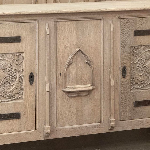 Early 20th Century Antique Gothic Revival Stripped Oak Buffet For Sale - Image 5 of 18