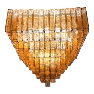 Majestic Luxury Venetian Amber-Rosè Murano Glass “Squared” Elements. For Sale