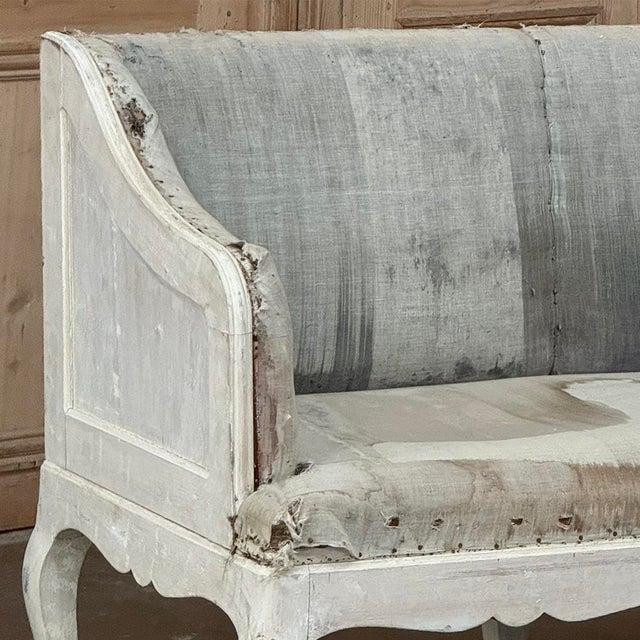 18th Century Swedish Rococo Bench in Hand-Scraped Painted Finish For Sale - Image 9 of 18