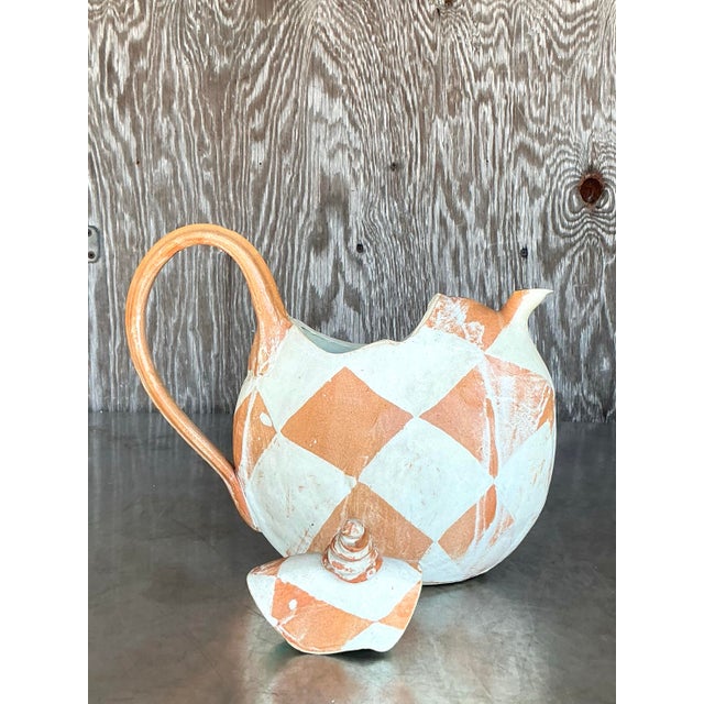 Vintage Postmodern Studio Pottery Teapot For Sale - Image 10 of 12