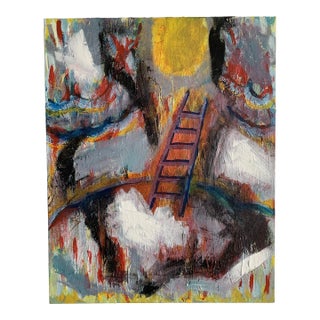 Contemporary Modern Abstract Mixed-Media Painting on Canvas For Sale