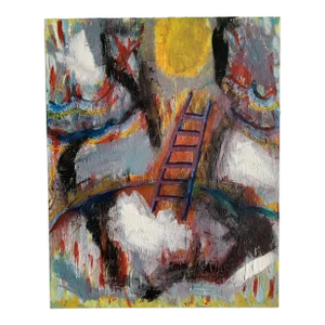 Contemporary Modern Abstract Mixed-Media Painting on Canvas