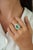 Chic 5.03ct Emerald and 1.99ct Diamond Pear Cocktail Ring in 18k White Gold Size 7 For Sale - Image 13 of 18