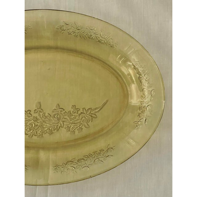 1930s 1930’s “Sharon” Yellow Glass Platter For Sale - Image 5 of 9
