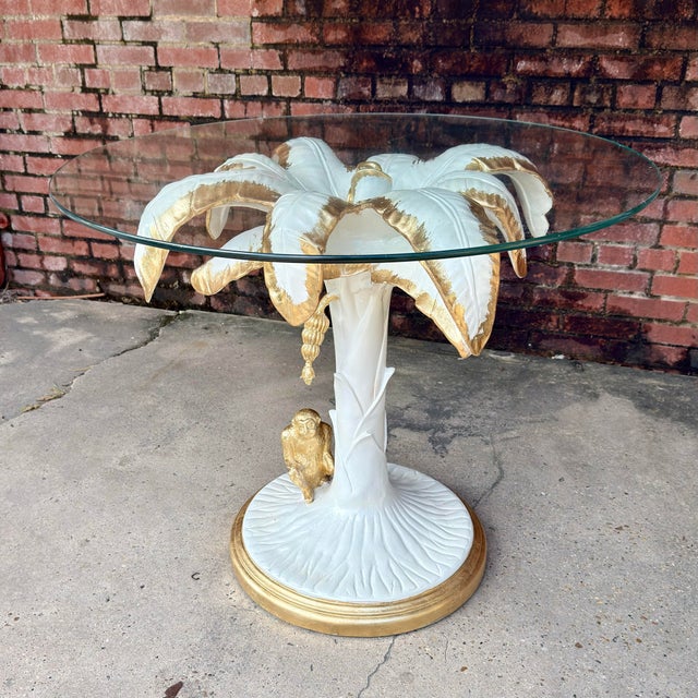 White Late 20th Century Palm Beach Regency Parcel Gilt Monkey and Palm Tree Dining Table -Newly Painted For Sale - Image 8 of 12