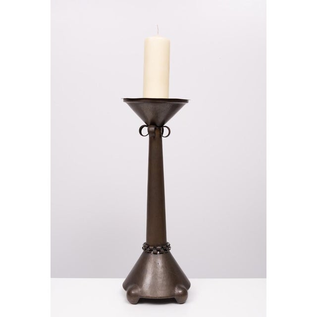 Copper Amsterdam School Art Deco Hammered Copper Candleholder, 1920 For Sale - Image 8 of 9