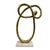 Contemporary Textured Gold Metal Abstract Nomad's Knot Sculpture on White Marble Base Add a striking architectural focal...