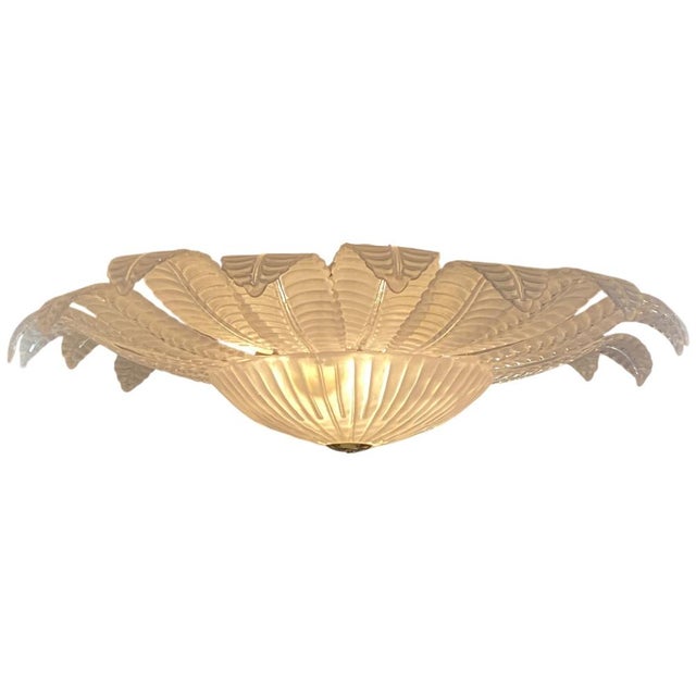 1970s White Matte Murano Glass Palm Tree Ceiling Light, 1960s For Sale - Image 5 of 5
