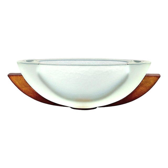 Hot Cast Glass Winged Canoe Bowl W/ Copper Base by George Bucquet For Sale
