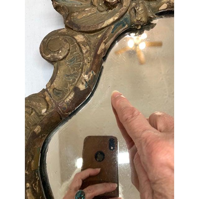Antique Giltwood Shell Crest Shield Wall Mirror For Sale - Image 10 of 12