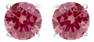 14K White Gold 1.0 Cttw Round Brilliant Cut Lab Grown Pink Diamond 4-Prong Classic Solitaire Earring