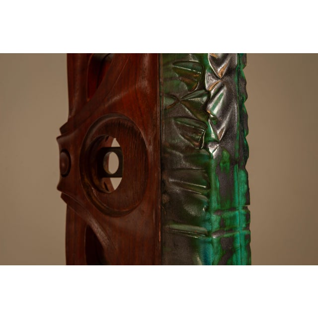 Brown Table Lamp in Wood from Gianni Pinna, Italy, 1970s For Sale - Image 8 of 11