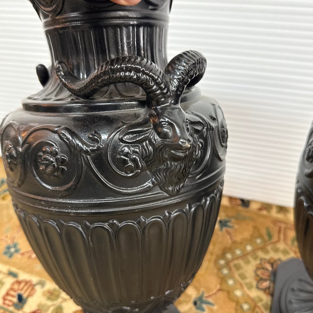 Stone Neoclassical Basalt Ware Vases, Pair For Sale - Image 7 of 12
