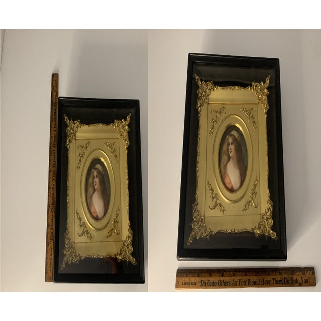 19th Century Victorian Porcelain Portrait Painting: Agesta after Angelo Asti, Shadow Box Frame For Sale - Image 10 of 10