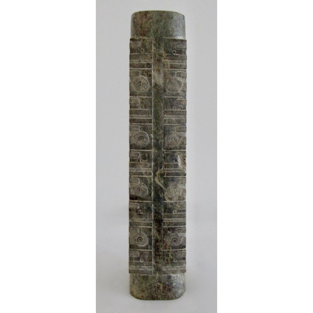 Asian Style Early 20th Century Antique Chinese Liangzhu Culture Hand-Carved Jade 9-Tiered Cong For Sale - Image 4 of 12