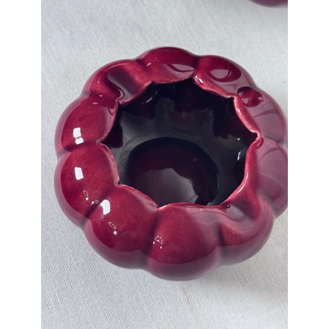 Vintage Art Deco Robinson Ransbottom American Art Pottery Burgundy Ceramic Tea Pot Set For Sale - Image 9 of 12