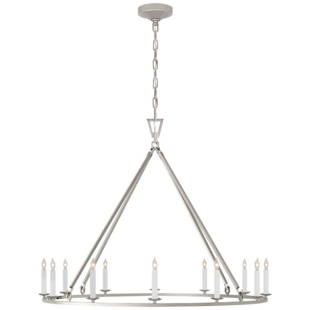 Darlana Large Single Ring Chandelier in Polished Nickel Designer: Chapman & Myers Canopy: 6" Round Mounting: Chain Shade...