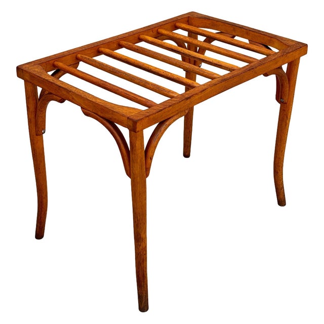 Victorian Early 20th Century Light Stain Bent Beech Suitcase Baggage Rack For Sale - Image 3 of 7