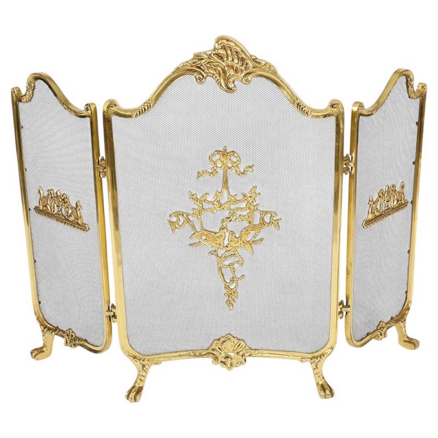 Antique French Rococo Gilt Bronze Flaming Torch Triple Fire Screen, 1870s For Sale - Image 12 of 12