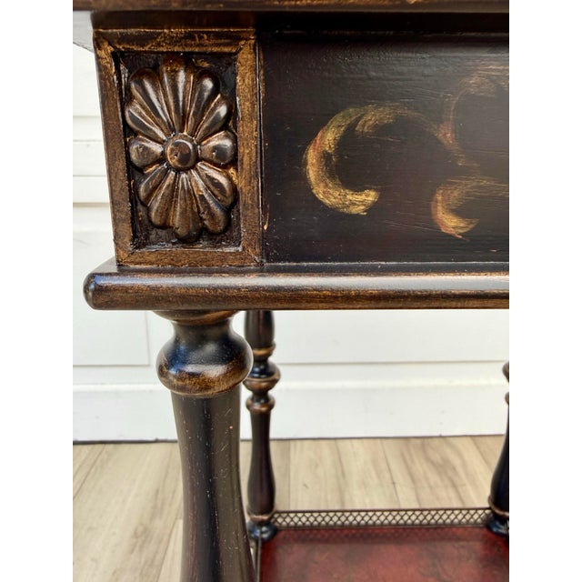 Vintage French Neoclassical Two-Tier Side Table With Bronze Finish Galleries For Sale - Image 11 of 15