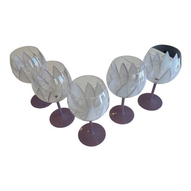 1970s Dorothy Thorpe Wine Glasses Goblets - 5pcs For Sale