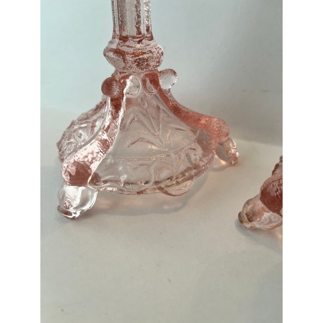 Pair of Portieux Valley Bavard Pink Glass Candlesticks. For Sale In Houston - Image 6 of 12