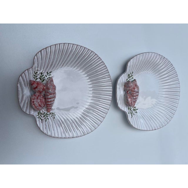 Nautical Majolica Sea Shell Dishes a Pair For Sale - Image 3 of 8