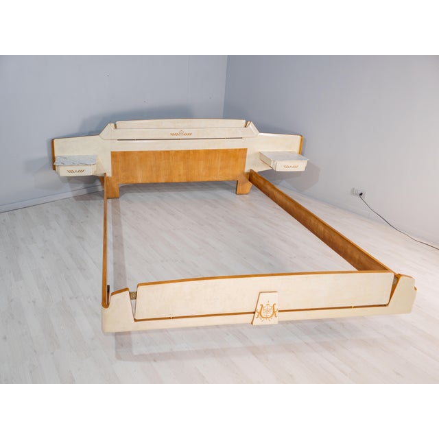 Mid-Century Italian Parchment Double Bed attributed to Giovanni Gariboldi, 1950s For Sale - Image 16 of 18