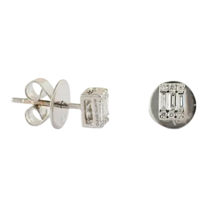 Handcrafted Diamond Pave Stud Earrings in 18k Solid White Gold - A Pair