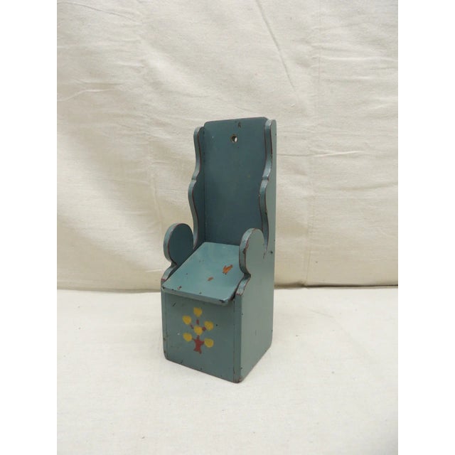 Green Vintage Hand-Painted Folk Art Style Wall Key Box or Match Box For Sale - Image 8 of 9