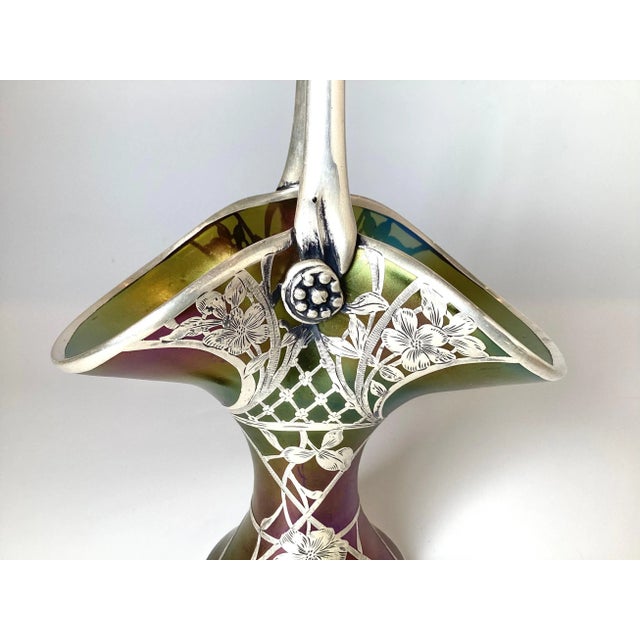 Remarkable Loetz Sintering Silver Overlay Basket For Sale In Philadelphia - Image 6 of 12
