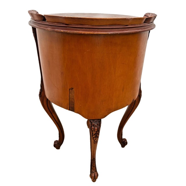 Wood Vintage French Bombe Bedside Cabinet Nightstand Drum Table Concealed Drawers For Sale - Image 7 of 13