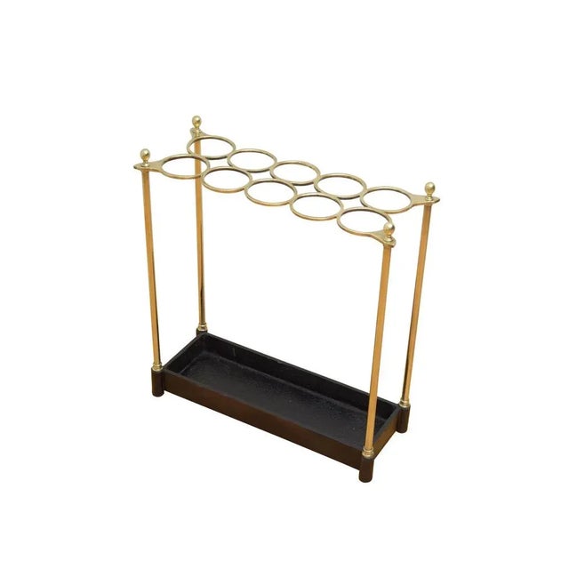 Black English Victorian Brass Umbrella Stand, 1890s For Sale - Image 8 of 8