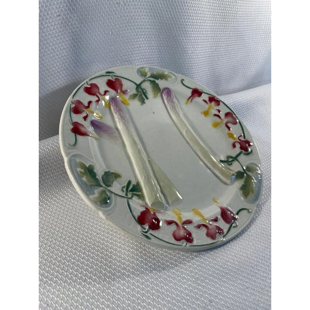 Farmhouse Antique French Faience Saint Clement Asparagus Plate For Sale - Image 3 of 12