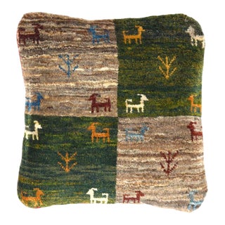 Pasargad DC Fine Hand Knotted Persian Gabbeh Pillow For Sale