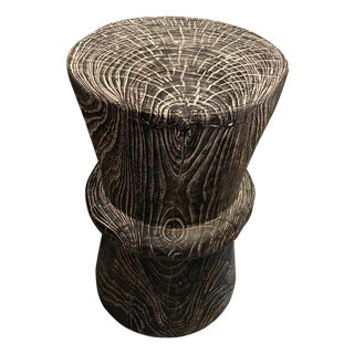 Andrianna Shamaris Cerused Teak Wood Side Table For Sale