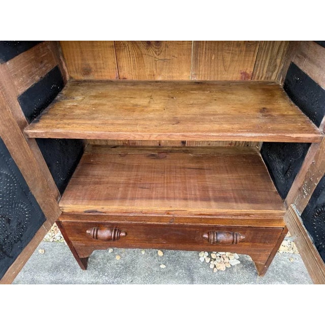 19th Century Antique Early American Primitive Pie Safe Punched Tin Cabinet For Sale - Image 16 of 16